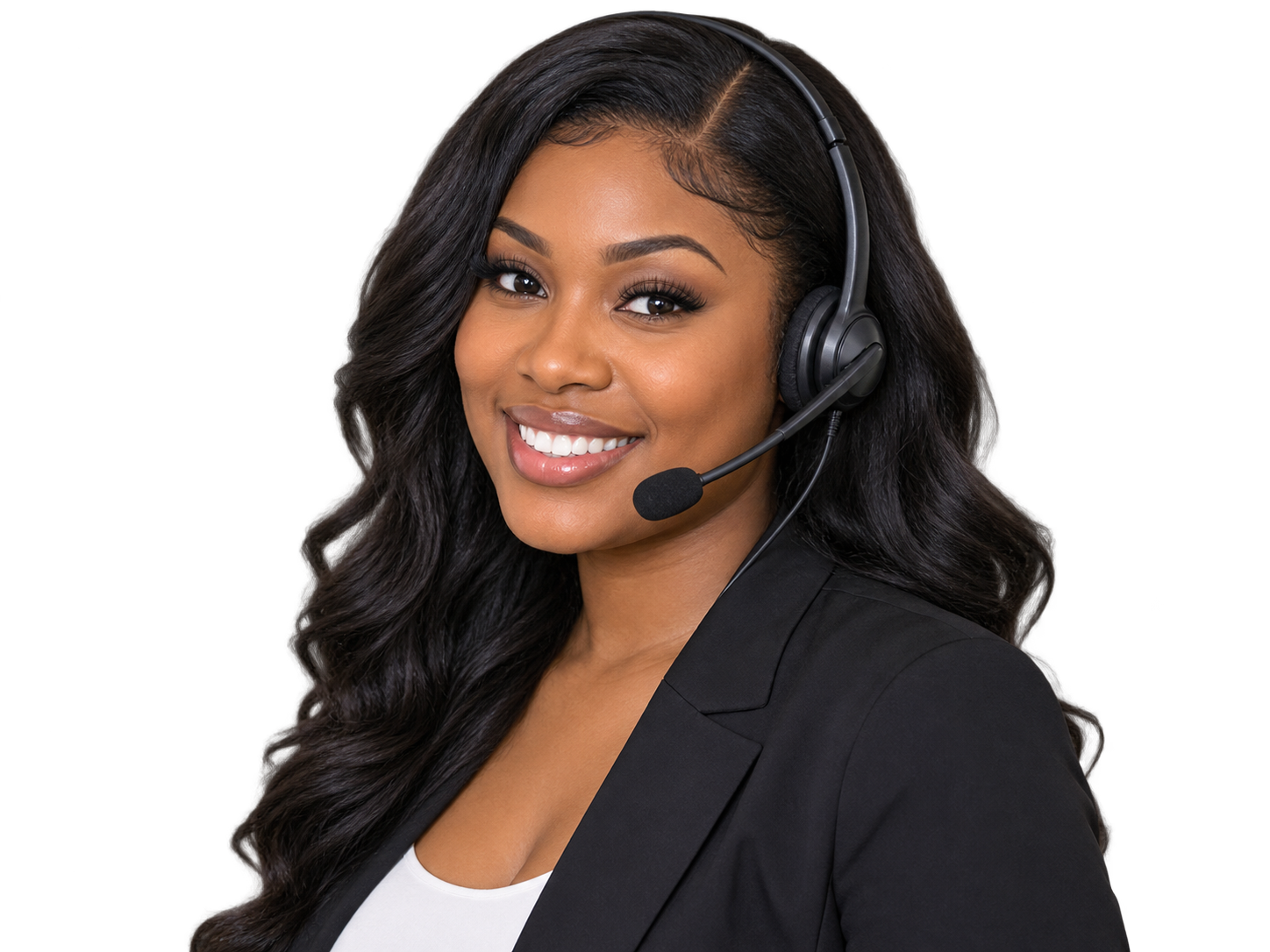 Smiling Petra support agent wearing a headset